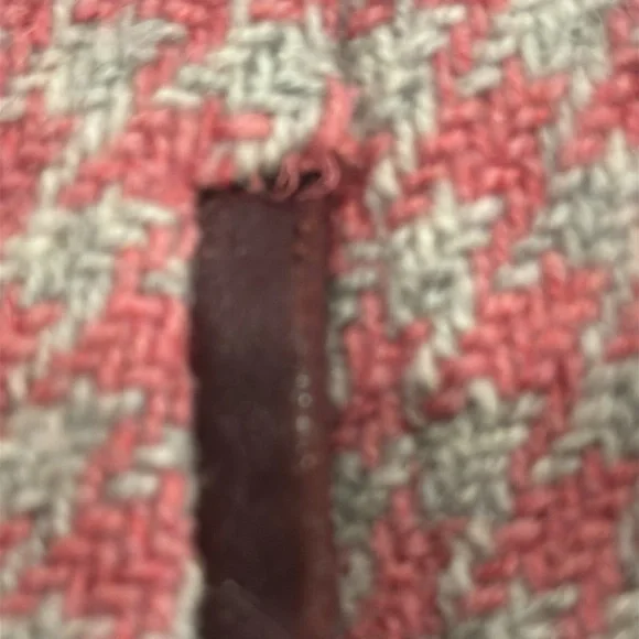 Coach Leatherware Pink Houndstooth Wool & Leather Trim Coat Size Large - Picture 14 of 15